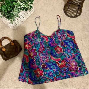 Lord & Taylor Paisley Floral Colorful Tank Top
